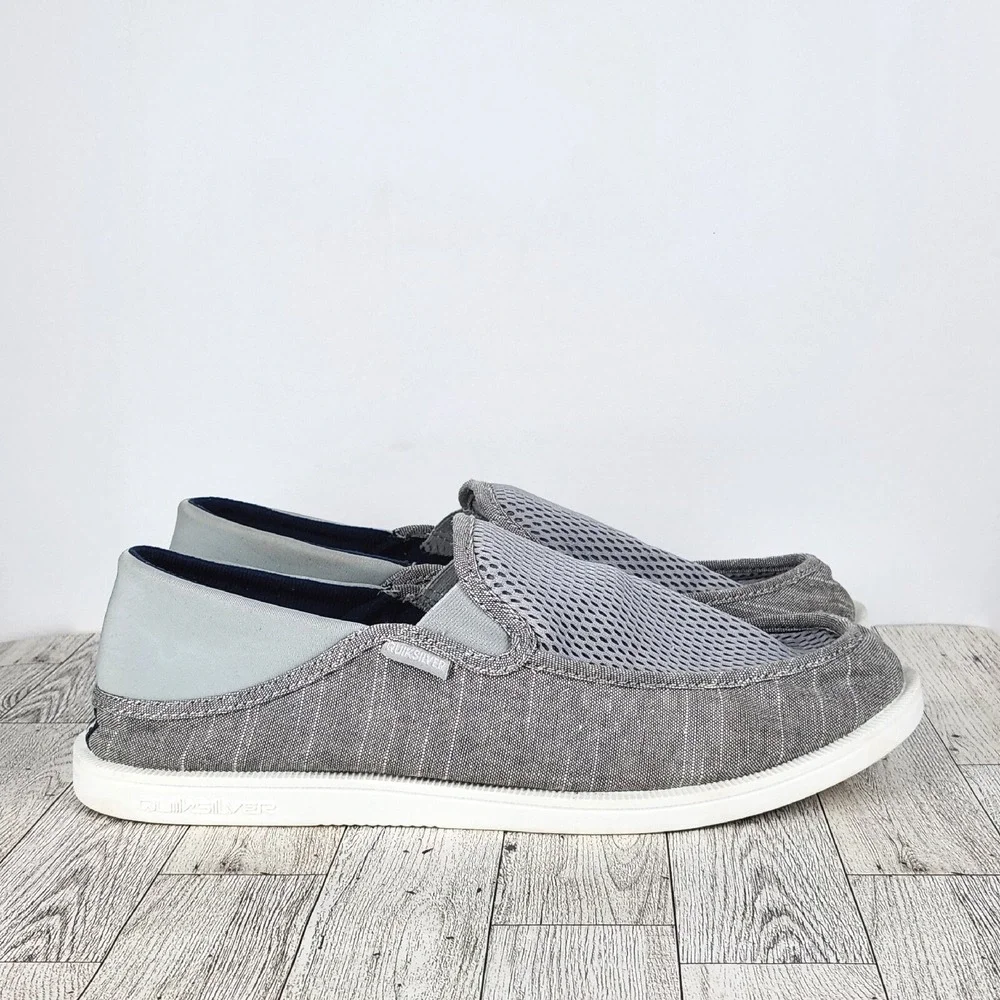 Quicksilver Surf Checker Mens Size 13 Gray/White Slip On Casual Shoes Loafers